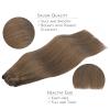 WENNALIFE Clip in Hair Extensions Real Human Hair, 22 Inch 120g 7pcs Remy Hair, Light Ash Brown Straight Natural Coloured Extensiones De Cabello Humano Con Clip Ins
