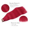 WENNALIFE Tape in Hair Extensions, 16 Inch Red Human Hair, 40pcs 100g Straight Invisible Reusable Real Extensions