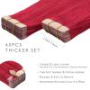 WENNALIFE Tape in Hair Extensions, 16 Inch Red Human Hair, 40pcs 100g Straight Invisible Reusable Real Extensions