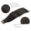 WENNALIFE Tape in Hair Extensions Human Hair, 20pcs 50g 20 inch Natural Black Remy Hair Extensions Straight Human Hair Tape in Extensions Skin Weft Tape Extensions Human Hair