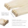 WENNALIFE Tape in Hair Extensions Human Hair, 20pcs 50g 20 inch Platinum Blonde Remy Hair Extensions Straight Human Hair Tape in Extensions Skin Weft Tape Extensions Human Hair