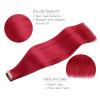 WENNALIFE Tape in Hair Extensions Human Hair, 20pcs 50g 22 inch Red Remy Hair Extensions Straight Human Hair Tape in Extensions Tape Ins Straight Extensiones De Cabello Humano Skin Weft
