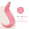 WENNALIFE Tape in Hair Extensions Human Hair Peach Pink, 10pcs 25g 18 inch Remy Hair Invisible Tape Ins Straight Colored Soft Refill Set Extensiones De Cabello Humano Con