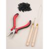 WENNALIFE Sew in Hair Extension Kit Hair Extension Tools, 200 PCS Blonde Micro Ring Beads, 1 Pulling Needle, 1 Loop Needle, 1 Plier, 1 Thread, 4 Curved Needles, 2 Straight Needles, 2 J-needles(Black)