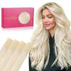 WENNALIFE Tape in Hair Extensions Human Hair, 20pcs 50g 20 inch Platinum Blonde Remy Hair Extensions Straight Human Hair Tape in Extensions Skin Weft Tape Extensions Human Hair