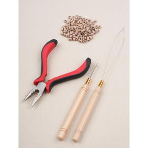 WENNALIFE Sew in Hair Extension Kit Hair Extension Tools, 200 PCS Blonde Micro Ring Beads, 1 Pulling Needle, 1 Loop Needle, 1 Plier, 1 Thread, 4 Curved Needles, 2 Straight Needles, 2 J-needles(Blonde)