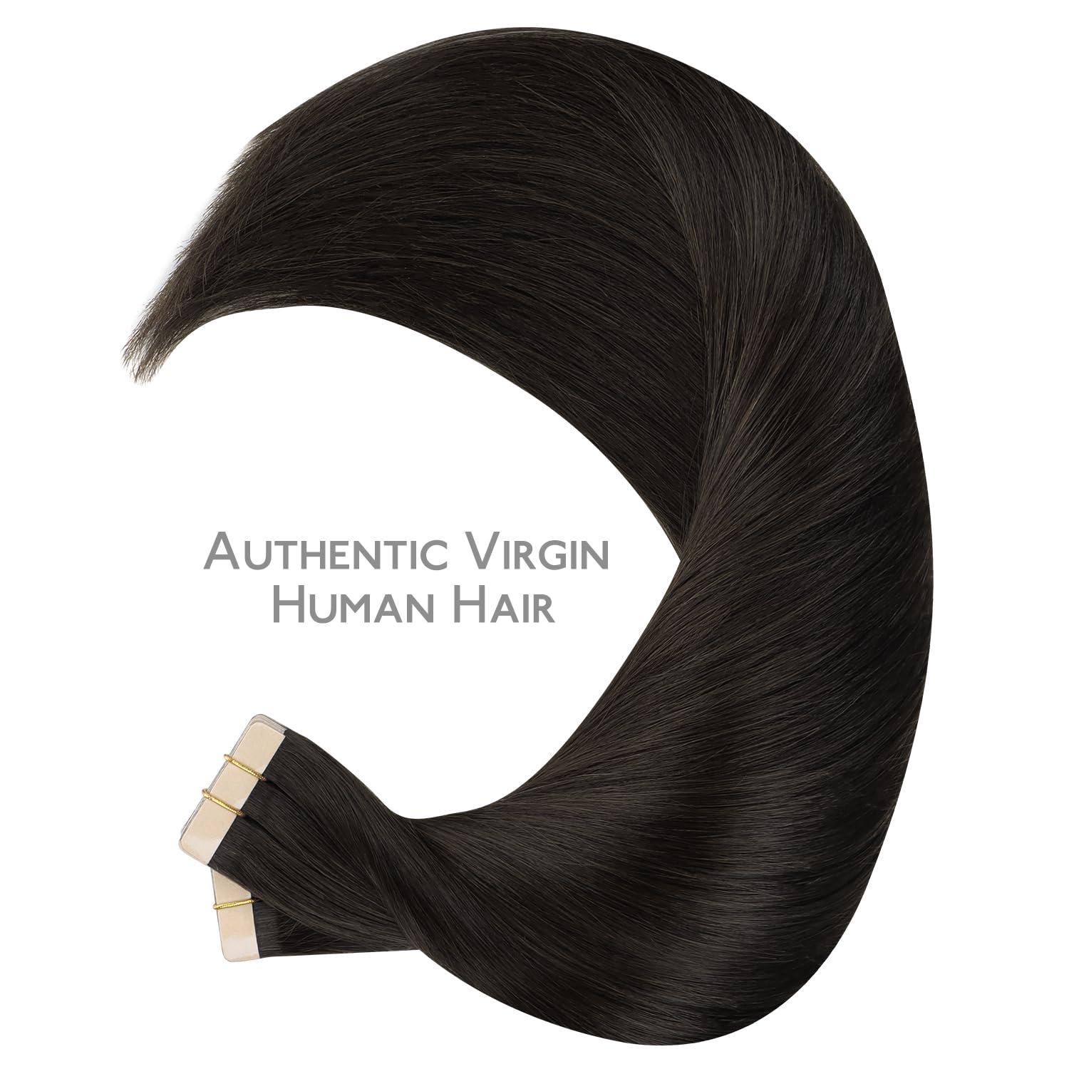 imageWennalife Tape in Hair Extensions Human Hair 40pcs 100g 18 inch Dark Brown Hair Extensions Real Human Hair Straight Tape in Extensions Invisible Human Hair Extensions Reusable Real Hair Extensions