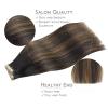 WENNALIFE Tape in Hair Extensions Human Hair, 40pcs 100g 18 inch Balayage Natural Black to Chestnut Brown Hair Extensions Real Human Hair Straight Tape in Extensions Invisible Human Hair Extensions