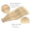 WENNALIFE Tape in Hair Extensions Human Hair, 40pcs 100g 18 inch Light Blonde Highlighted Golden Blonde Hair Extensions Real Human Hair Straight Tape in Extensions Invisible Human Hair Extensions