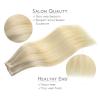 WENNALIFE Tape in Hair Extensions Human Hair, 40pcs 100g 18 inch Ombre Ash Blonde to Golden Blonde Balayage Platinum Blonde Hair Extensions Real Human Hair Invisible Straight Tape in Extensions