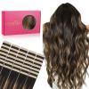 WENNALIFE Tape in Hair Extensions Human Hair, 40pcs 100g 18 inch Balayage Natural Black to Chestnut Brown Hair Extensions Real Human Hair Straight Tape in Extensions Invisible Human Hair Extensions