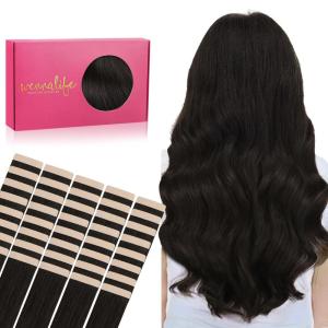 Wennalife Tape in Hair Extensions Human Hair, 40pcs 100g 18 inch Dark Brown Hair Extensions Real Human Hair Straight Tape in Extensions Invisible Human Hair Extensions Reusable Real Hair Extensions