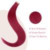 WENNALIFE Tape in Hair Extensions Human Hair Burgundy Red Tape in Extensions, 10pcs 25g 16 inch Remy Invisible Tape Ins Straight Colored Soft Real Human Hair Tape in Extensions Refill Set Extensions
