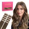WENNALIFE Tape in Hair Extensions Human Hair Balayage Chocolate Brown to Caramel Blonde Tape in Extensions, 10pcs 25g 18 inch Remy Invisible Tape Ins Straight Soft Real Human Hair Tape in Extensions