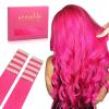 WENNALIFE Tape in Hair Extensions Human Hair Hot Pink Tape in Extensions, 10pcs 25g 18 inch Remy Invisible Tape Ins Straight Colored Soft Real Human Hair Tape in Extensions Refill Set Extensions