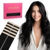 WENNALIFE Tape in Hair Extensions Human Hair Jet Black Tape in Extensions, 10pcs 25g 18 inch Remy Invisible Tape Ins Straight Colored Soft Real Human Hair Tape in Extensions Refill Set Extensions
