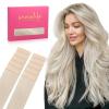 Wennalife Platinum Blonde Tape In Hair Extensions, 10pcs 25g 18 inch Remy Invisible Tape Ins Straight Soft Real Human Hair Tape In Extensions Refill Set Extensions
