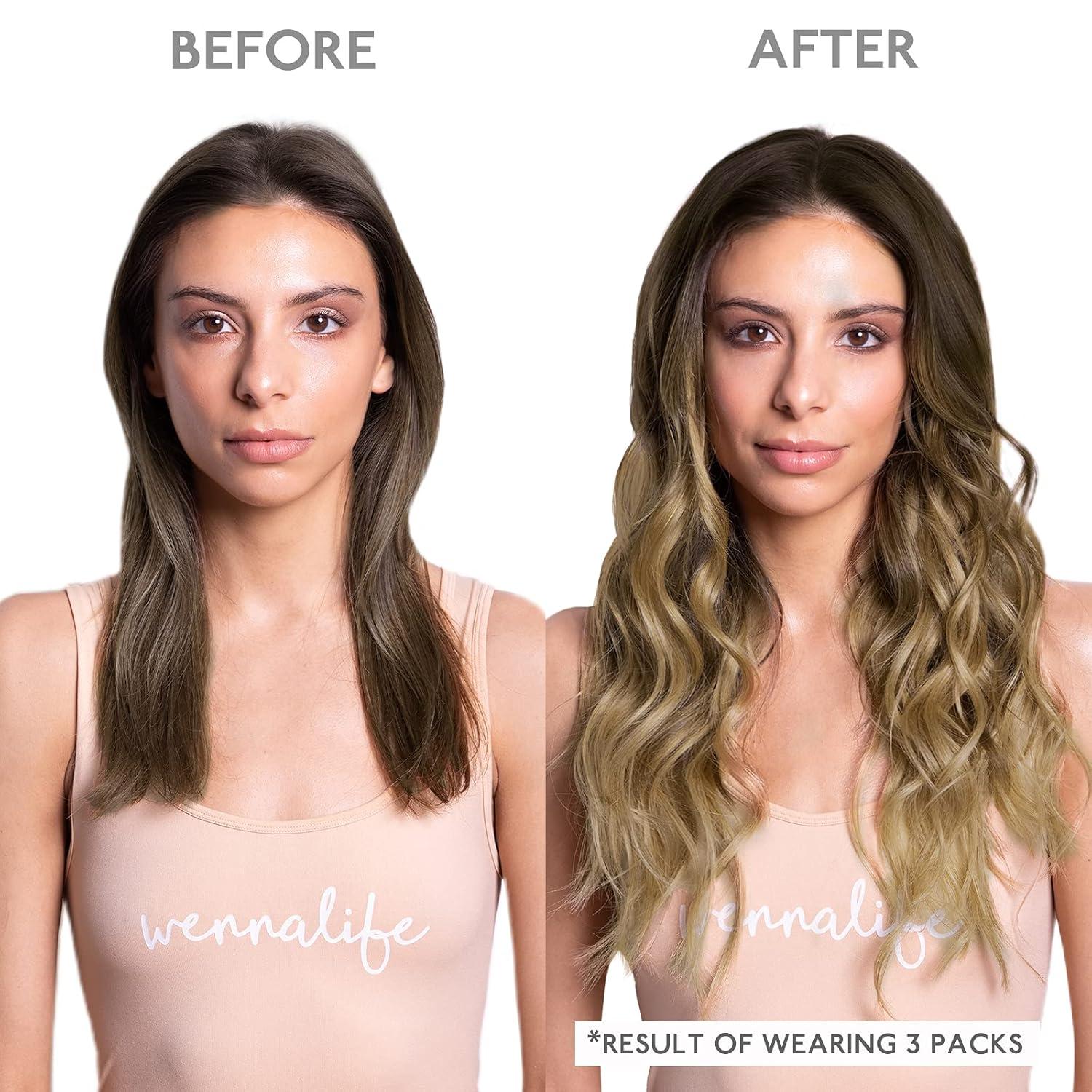 imageWENNALIFE Tape in Hair Extensions Human Hair 20pcs 16 inch 50g Ombre Walnut Brown to Ash Brown and Bleach Blonde Remy Tape Hair Extensions Real Human Hair Tape Extensions Coloured Hair Extensions