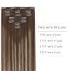 WENNALIFE Clip in Hair Extensions Real Human Hair, 16 Inch 120g 7pcs Balayage Chocolate Brown to Honey Blonde Hair Extensions Clip in Human Hair Remy Clip in Hair Extensions Real Human Hair