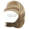 WENNALIFE Tape in Hair Extensions Human Hair, 20pcs 14 inch 50g Ombre Walnut Brown to Ash Brown and Bleach Blonde Remy Tape Hair Extensions Real Human Hair Tape Extensions Coloured Hair Extensions