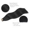 WENNALIFE Tape in Hair Extensions Human Hair, 20pcs 50g 16 inch Jet Black Remy Straight Extensions Skin Weft Tape Extensions