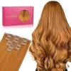 WENNALIFE Seamless Clip In Hair Extensions Human Hair, 16 Inch 130g 7pcs Auburn Ginger Real Hair Extensions Clip in Human Hair Invisible PU Skin Weft Natural Remy Human Hair Extensions