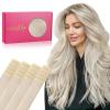 WENNALIFE Tape in Hair Extensions Human Hair, 20pcs 50g 16 inch Platinum Blonde Remy Hair Extensions Straight Human Hair Tape in Extensions Skin Weft Tape Extensions Human Hair