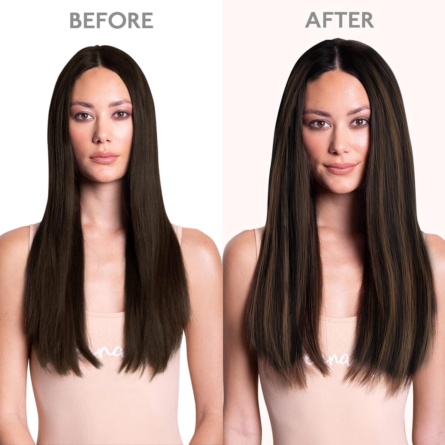imageWENNALIFE Clip in Hair Extensions 150g 18 Inch 9pcs Balayage Natural Black to Chestnut Brown Human Hair Extensions Thicker Clip in Hair Extensions Real Human Hair Clip Set Double Weft