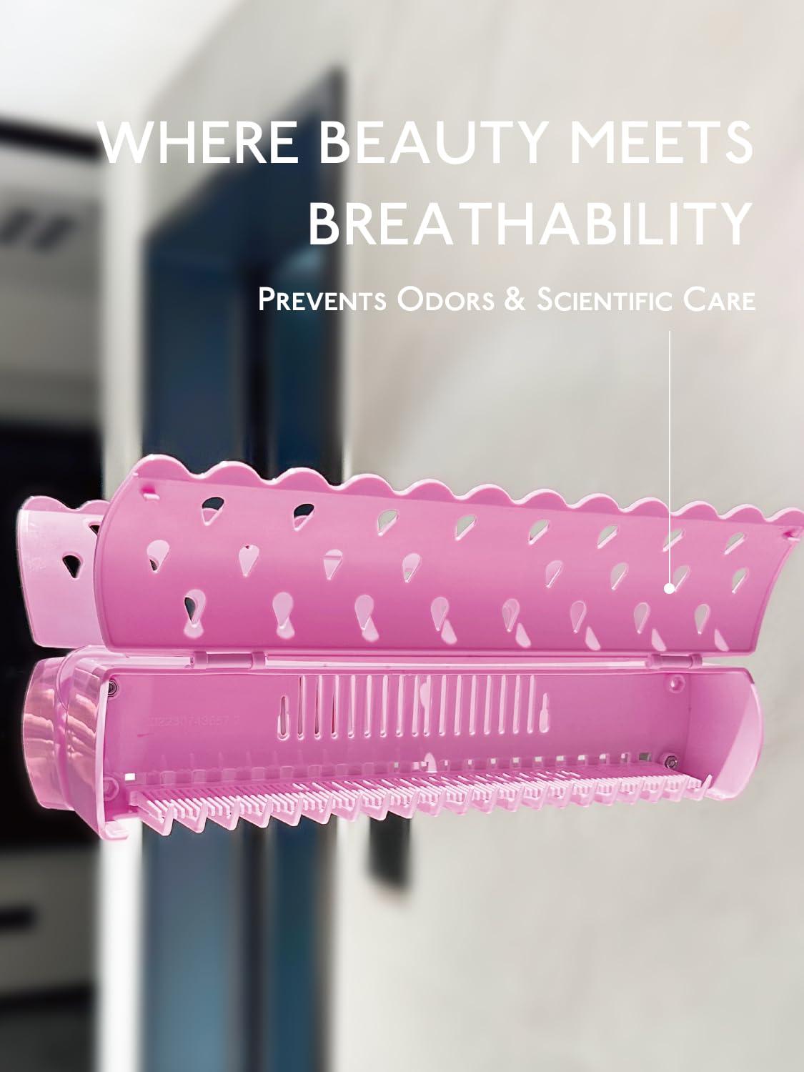 imageWENNALIFE Hair Extension Holder Hair Extension Storage for Clip in Hair Extensions Tape ins Tips Braiding Hair Rack for Styling Washing Traveling Storing Hair Pink ABS Material Sturdy Organizer
