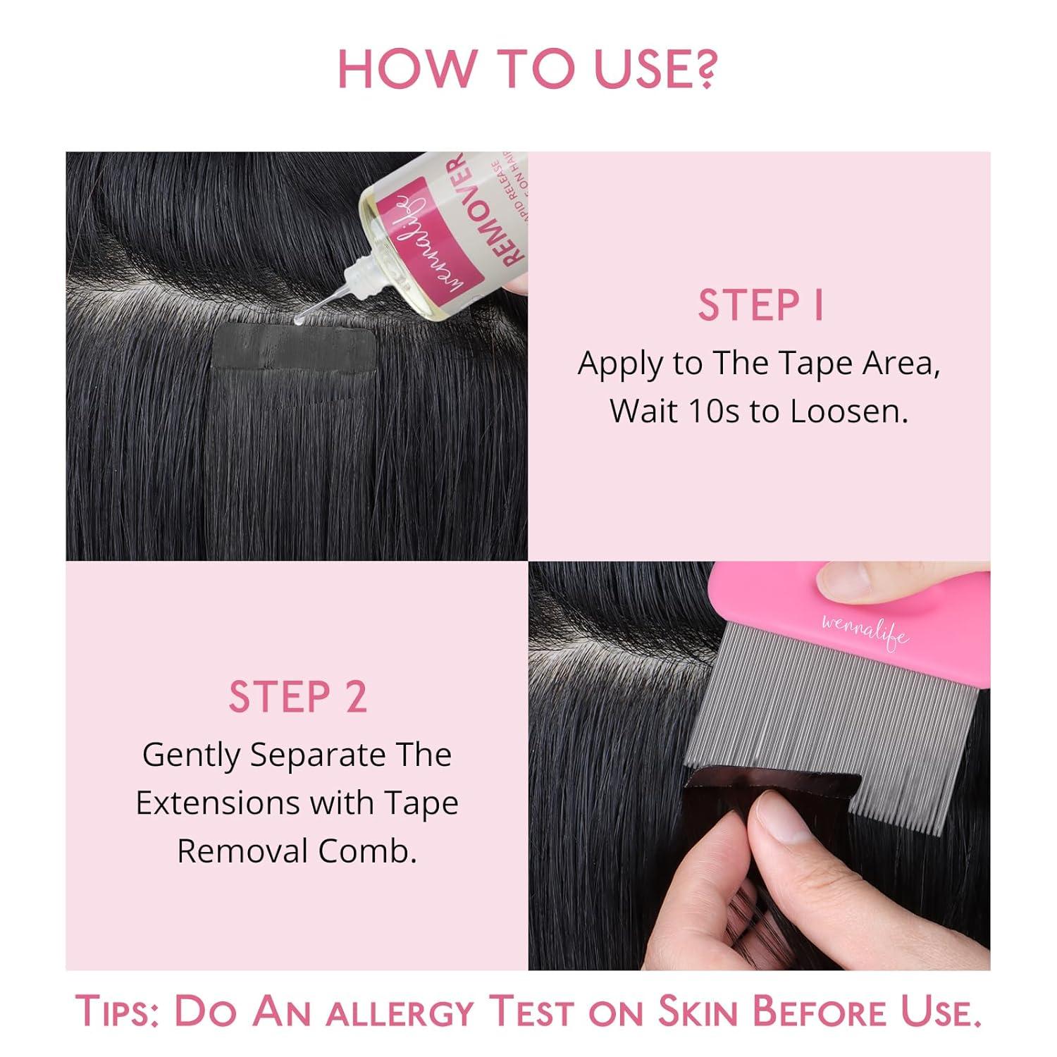 imageWENNALIFE Tape in Extension Remover 1 FLOZ 30 ML FastActing Wig Glue Remover Adhesive Remover Lace Glue Gentle Effective CitrusFresh Remove Toupee Tape in Hair Extensions30mlNew