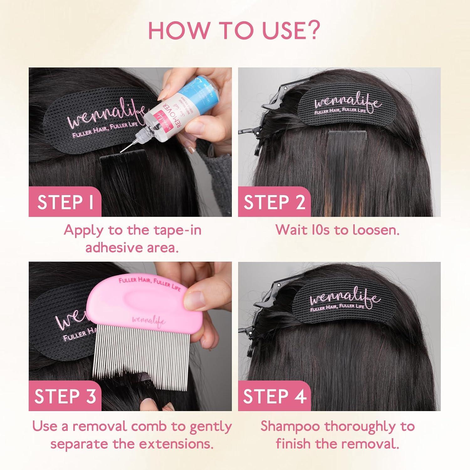 imageWENNALIFE Tape in Extension Remover 1 FLOZ 30 ML FastActing Wig Glue Remover Adhesive Remover Lace Glue Gentle Effective CitrusFresh Remove Toupee Tape in Hair ExtensionsNew30mlSea