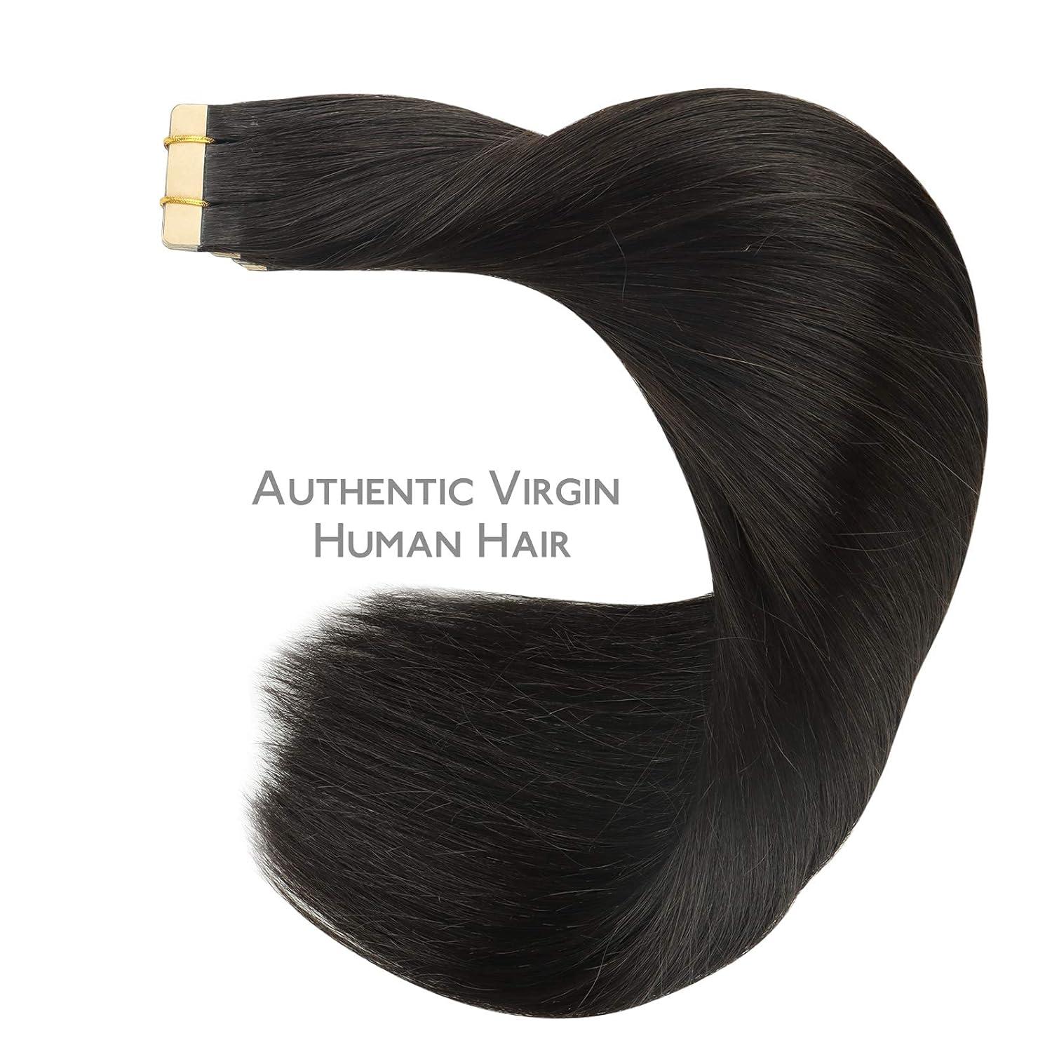 imageWENNALIFE Tape in Hair Extensions Human Hair 20pcs 50g 14 inch Natural Black Remy Hair Extensions Straight Human Hair Tape in Extensions Skin Weft Tape Extensions Human Hair