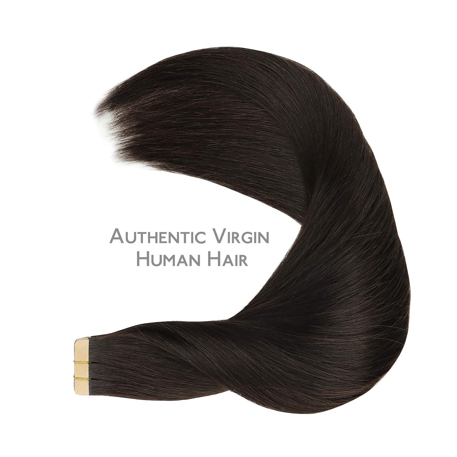 imageWENNALIFE Tape in Hair Extensions Human Hair 20pcs 50g 22 inch Dark Brown Remy Hair Extensions for Women Tape Ins Straight Extensiones De Cabello Humano Skin Weft