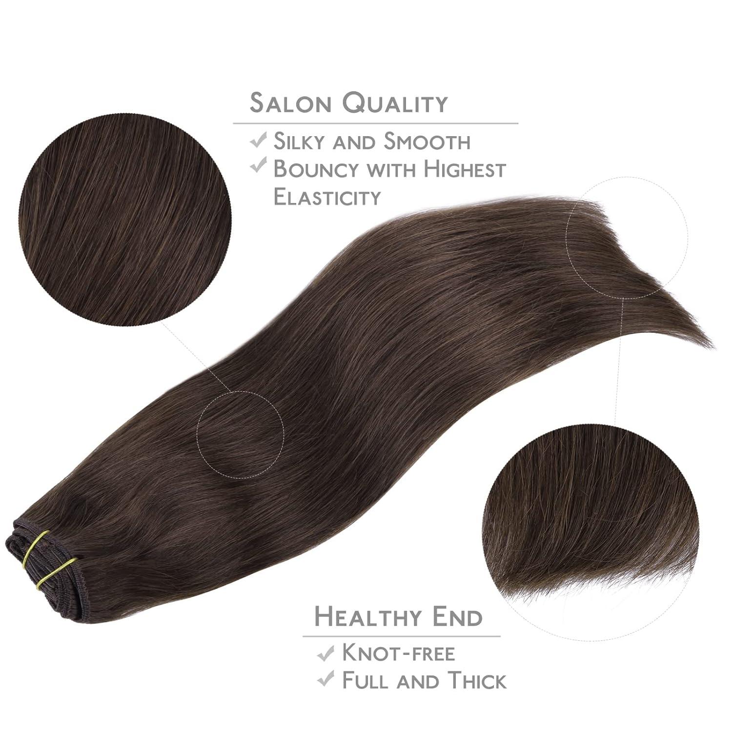 imageWennalife Clip in Human Hair Extensions 24 Inch 150g 9pcs Clip in Hair Extensions Real Human Hair Light Dark Brown Human Hair Clip in Extensions Remy Human Hair Extensions Clip Ins Double Weft