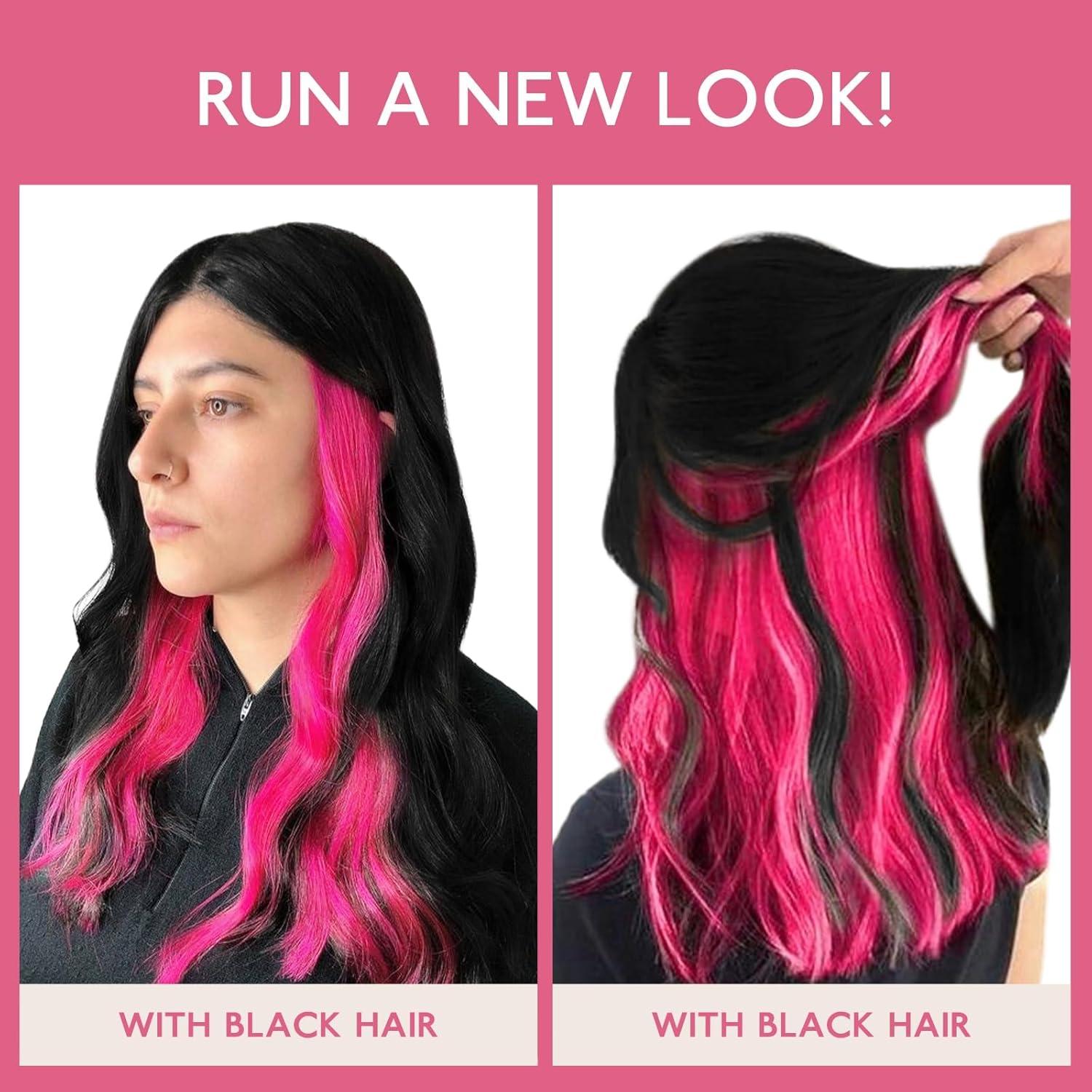 imageWennalife Tape in Hair Extensions Human Hair Hot Pink Tape in Extensions 10pcs 25g 14 inch Remy Invisible Tape Ins Straight Colored Soft Real Human Hair Tape in Extensions Refill Set Extensions
