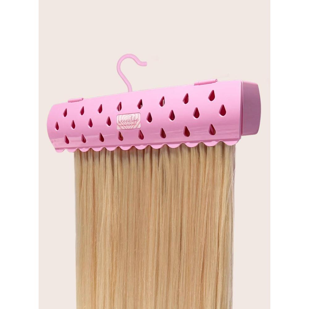 imageWENNALIFE Hair Extension Holder Hair Extension Storage for Clip in Hair Extensions Tape ins Tips Braiding Hair Rack for Styling Washing Traveling Storing Hair Pink ABS Material Sturdy Organizer