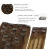WENNALIFE Balayage Chocolate Brown to Caramel Blonde Human Hair Extensions, 150g 20 Inch 9pcs Thicker Clip-in Real Hair Clip Set Double Weft