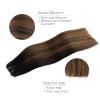 WENNALIFE Clip in Hair Extensions, 150g 14 Inch 9pcs Balayage Natural Black to Chestnut Brown Remy Hair Thicker Double Weft Extensiones De Cabello Humano Con Clip Ins Straight Full Volume