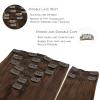 WENNALIFE Clip in Hair Extensions, 150g 14 Inch 9pcs Chocolate Brown Human Hair Extensions Thicker Clip in Hair Extensions Real Human Hair Clip Set Double Weft