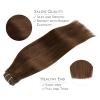WENNALIFE Clip in Hair Extensions, 150g 14 Inch 9pcs Chocolate Brown Human Hair Extensions Thicker Clip in Hair Extensions Real Human Hair Clip Set Double Weft