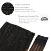 WENNALIFE Clip in Hair Extensions, 150g 16 Inch 9pcs Balayage Natural Black to Chestnut Brown Remy Hair Thicker Double Weft Extensiones De Cabello Humano Con Clip Ins Straight Full Volume
