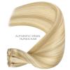 WENNALIFE Clip in Hair Extensions, 150g 16 Inch 9pcs Light Blonde Highlighted Golden Blonde Remy Hair Thicker Double Weft Extensiones De Cabello Humano Con Clip Ins Straight Full Volume