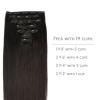 WENNALIFE Clip in Hair Extensions Real Human Hair, 16 Inch 120g 7pcs Dark Brown Human Hair Remy Clip in Hair Extensions Real Human Hair Double Weft