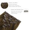 WENNALIFE Clip in Hair Extensions Real Human Hair, 16 Inch 120g 7pcs Ombre Walnut Brown to Ash Brown and Bleach Blonde Clip in Human Hair Remy Clip in Hair Extensions Real Human Hair Double Weft
