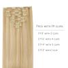 WENNALIFE Clip in Human Hair Extensions, 16 Inch 120g 7pcs Light Blonde Highlighted Golden Blonde Hair Extensions Clip In Human Hair Remy Real Human Hair Double Weft