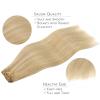 WENNALIFE Clip in Human Hair Extensions, 16 Inch 120g 7pcs Light Blonde Highlighted Golden Blonde Hair Extensions Clip In Human Hair Remy Real Human Hair Double Weft
