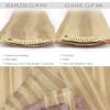 WENNALIFE Seamless Clip In Hair Extensions, 16 Inch 7pcs 130g Light Blonde Highlighted Golden Blonde Hair Extensions Clip In Real Human Hair Extensions Invisible PU Weft Human