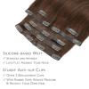 WENNALIFE Seamless Clip In Hair Extensions, 18 Inch 130g 7pcs Chocolate Brown Hair Extensions Clip in Human Hair Invisible PU Skin Weft Natural Remy Human Hair Extensions