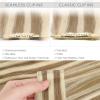 WENNALIFE Seamless Clip In Hair Extensions, 18 Inch 7pcs 130g Ash Brown with Platinum Blonde Highlights Hair Extensions Clip In Real Human Hair Extensions Invisible PU Weft Hair