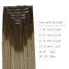 WENNALIFE Seamless Clip In Hair Extensions, 22 Inch 7pcs 150g Ombre Walnut Brown to Ash Brown and Bleach Blonde, Invisible PU Weft Natural Real Human Hair Extensions